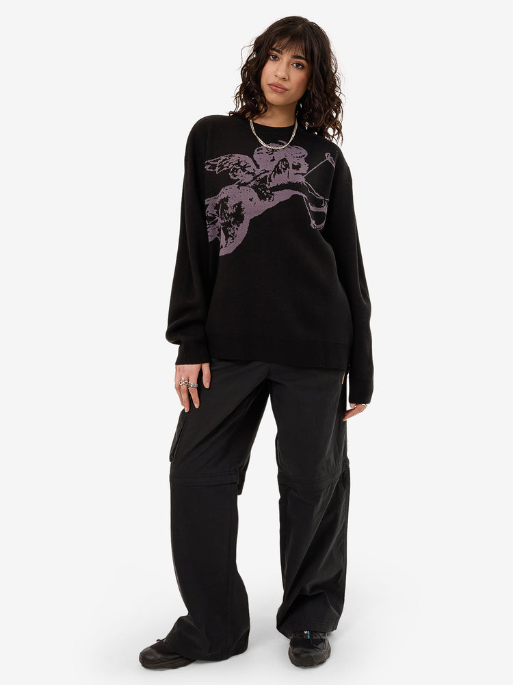 Cherub Box Crew Knit - Black / Purple Reign