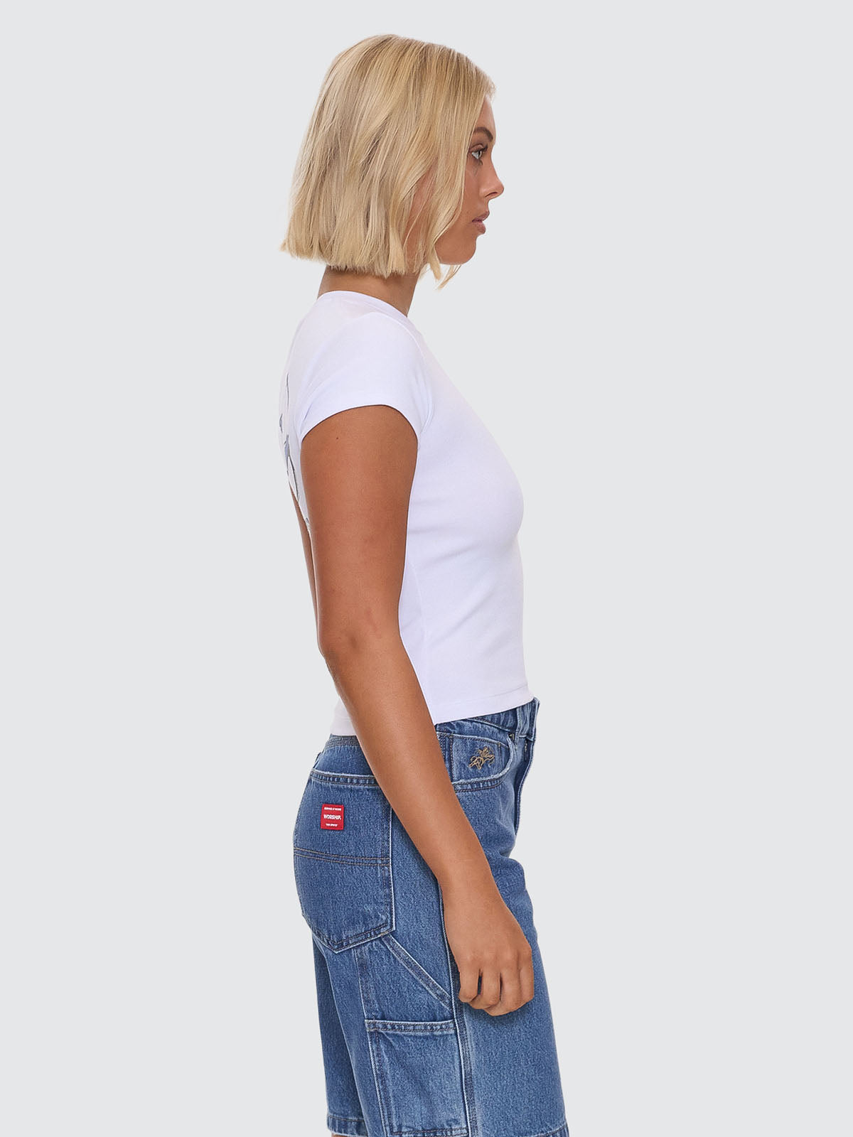 Cherub Cap Sleeve Tee - White / Blue – Crystal Cylinder