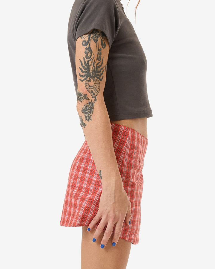 Class Micro Wrap Skirt - Tomato Red