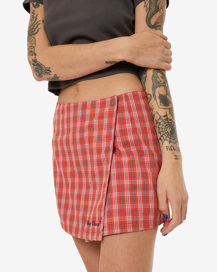 Class Micro Wrap Skirt - Tomato Red