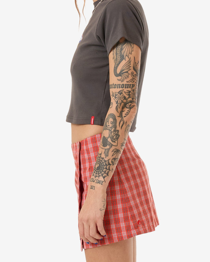 Class Micro Wrap Skirt - Tomato Red