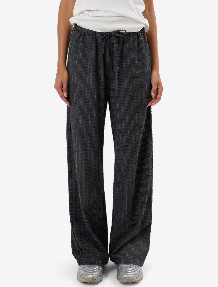 Colby Drawstring Pant - Charcoal Pinstripe