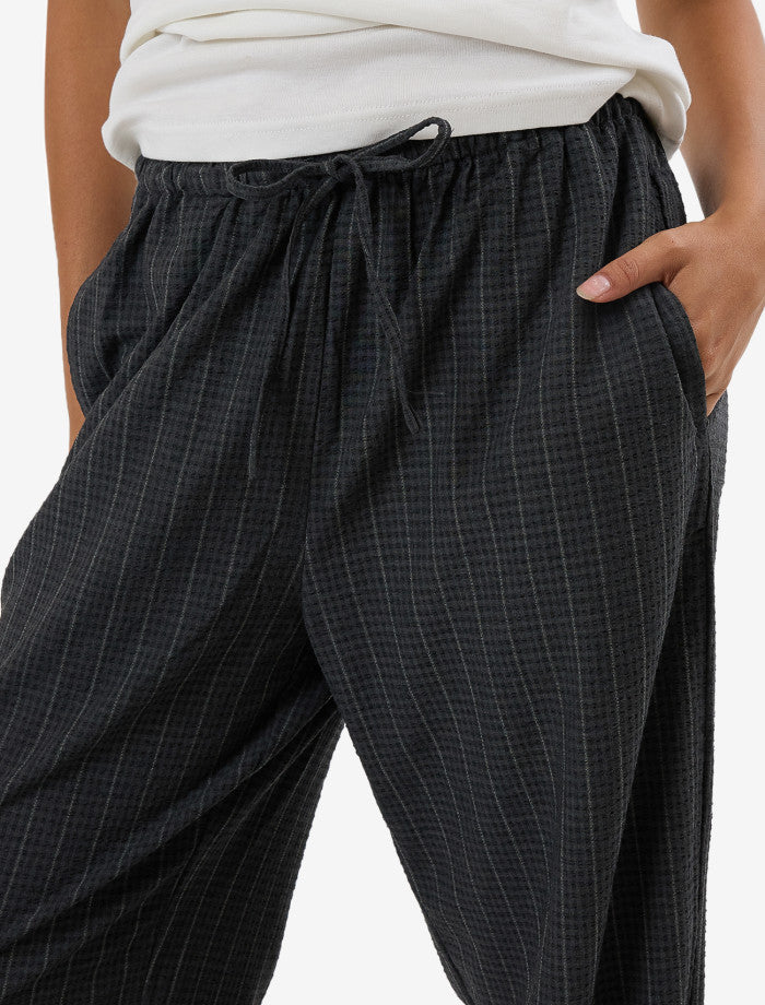 Colby Drawstring Pant - Charcoal Pinstripe