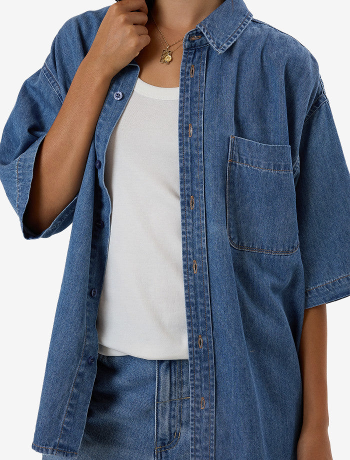 Darian Denim Shirt - Dark Dust Blue