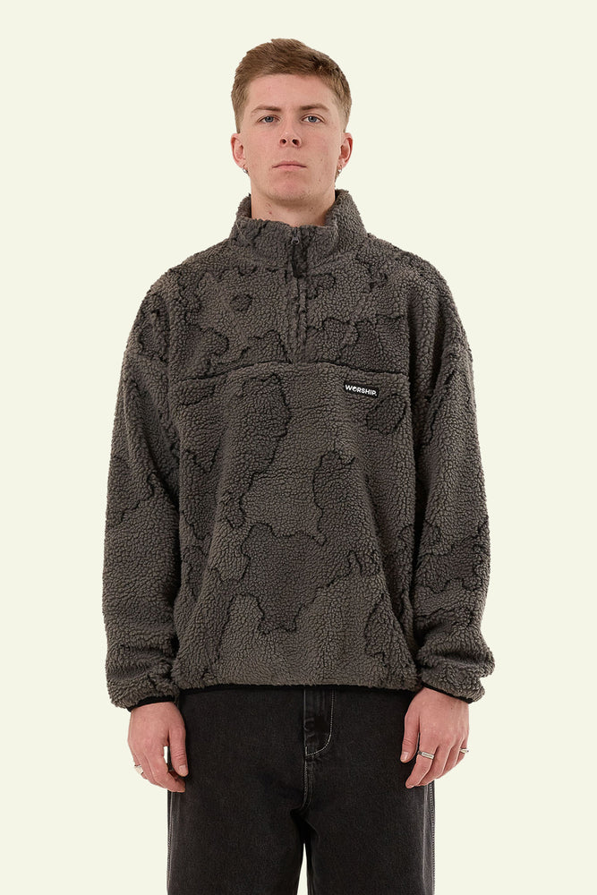 Delirium Quarter Zip Sherpa - Steel Grey