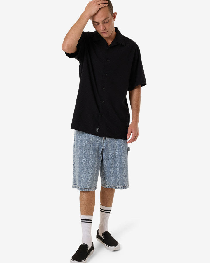 Distortion Bowling Shirt - Black