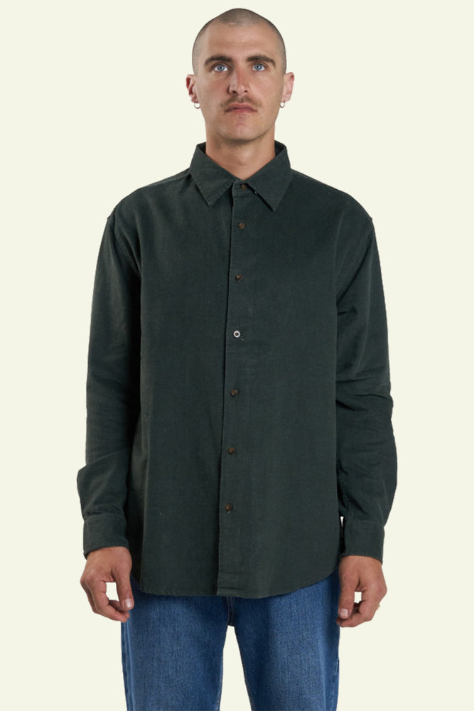 Gravitating Naturally Cord Long Sleeve Shirt - Thyme