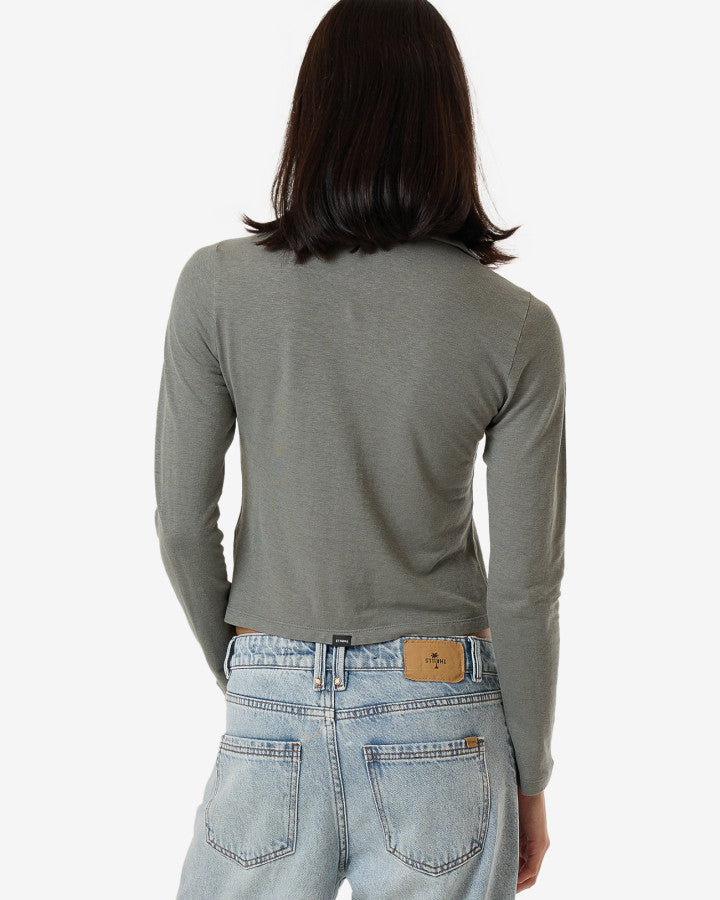 Hemp Collared Long Sleeve - Green Smoke