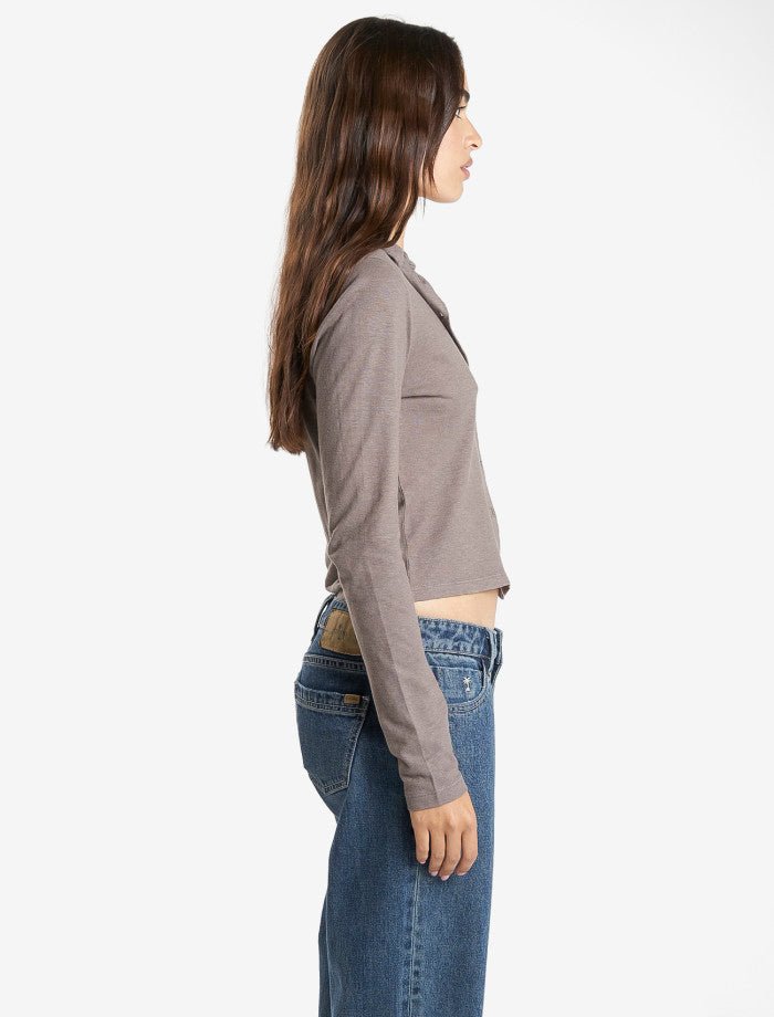 Hemp Collared Long Sleeve- Light Canteen