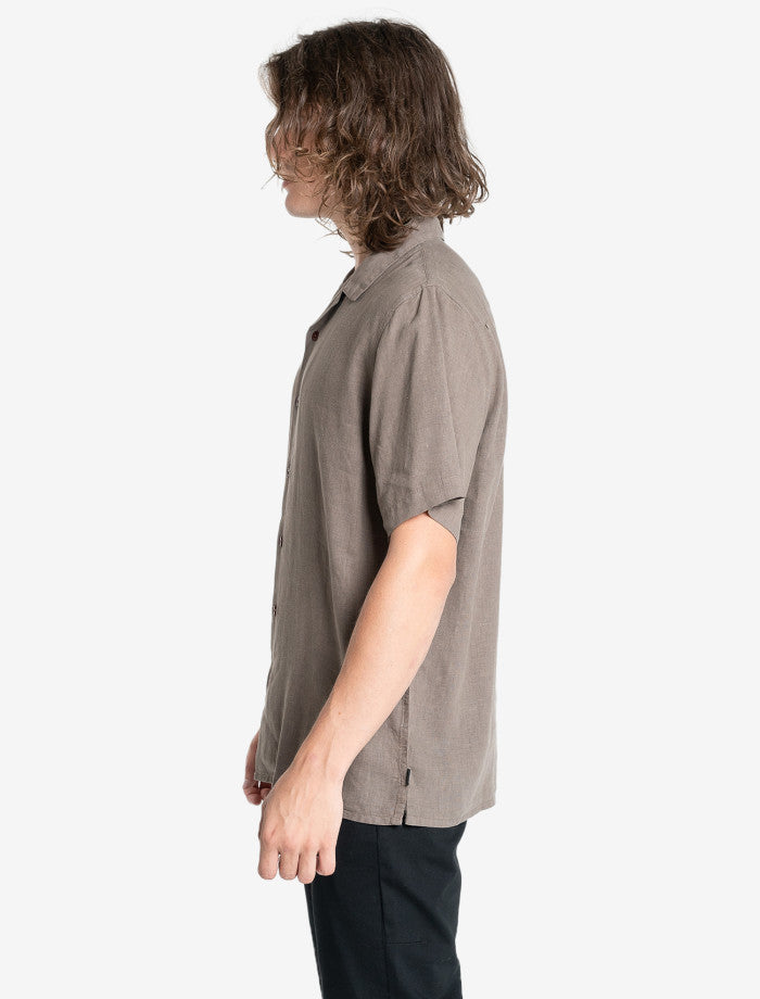 Hemp Minimal Thrills Bowling Shirt - Light Canteen