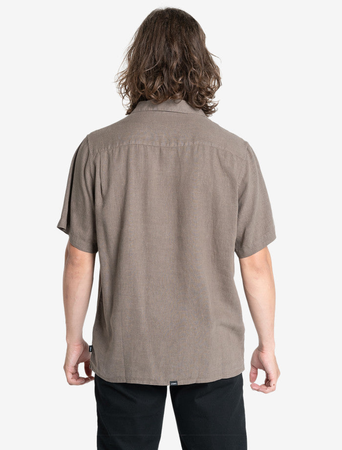 Hemp Minimal Thrills Bowling Shirt - Light Canteen