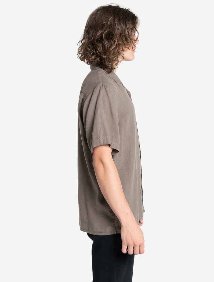 Hemp Minimal Thrills Bowling Shirt - Light Canteen