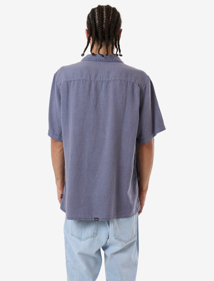 Hemp Minimal Thrills Contrast Stitch Bowling Shirt - Folkstone Grey