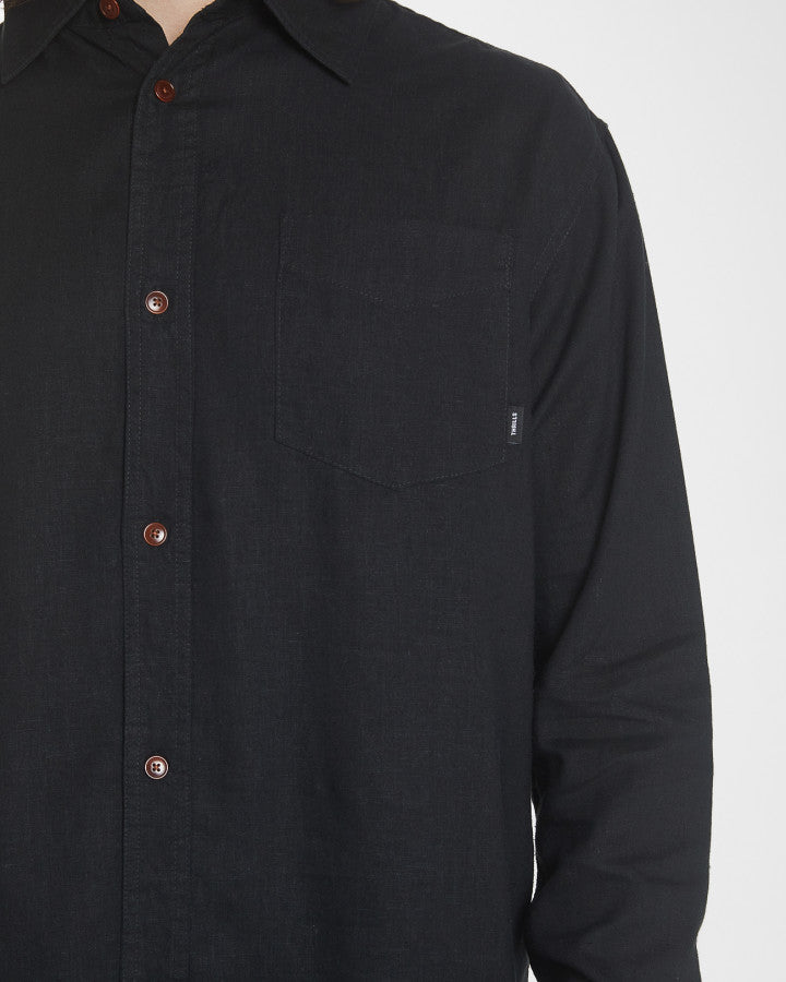 Hemp Minimal Thrills Oversize Long Sleeve Shirt - Black