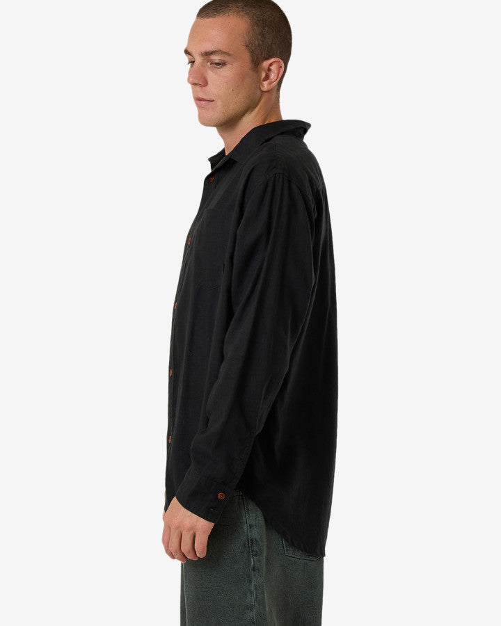 Hemp Minimal Thrills Oversize Long Sleeve Shirt - Black