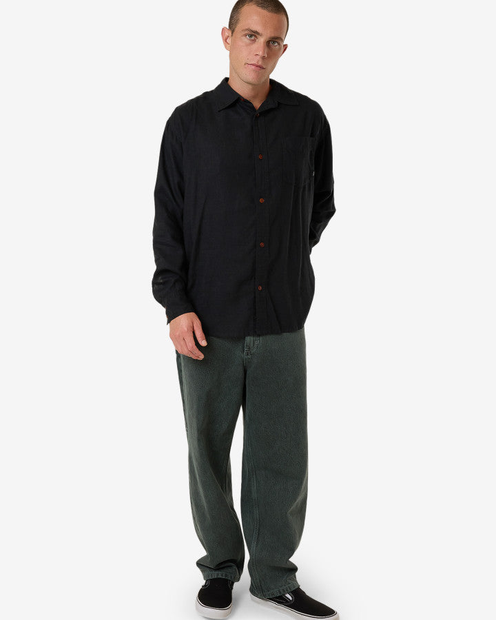 Hemp Minimal Thrills Oversize Long Sleeve Shirt - Black