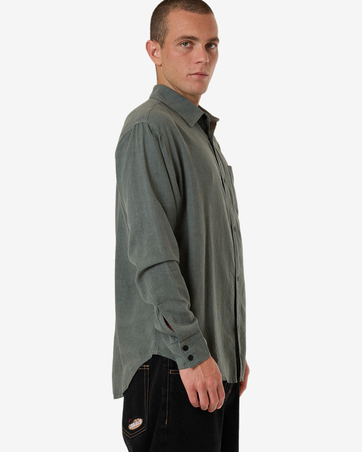 Hemp Minimal Thrills Oversize Long Sleeve Shirt - Dark Forest