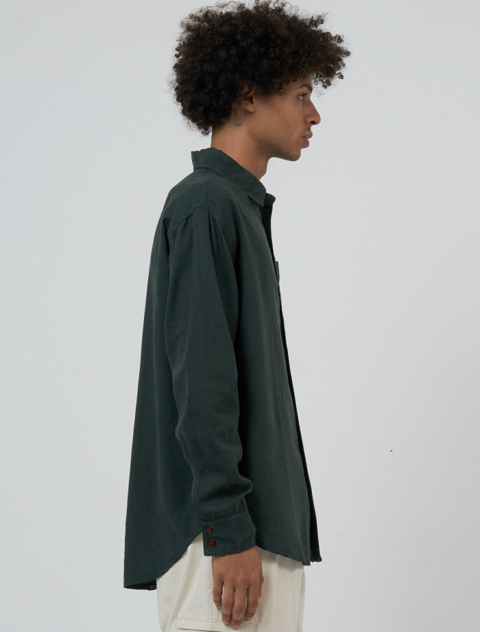 Hemp Minimal Thrills O/S L/S Shirt- Deep Emerald