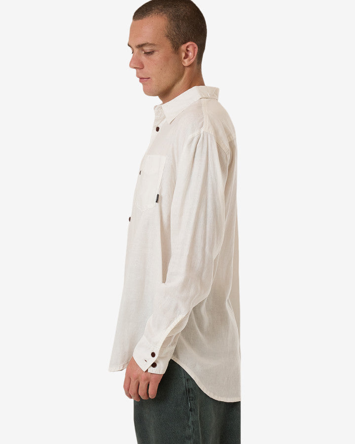 Hemp Minimal Thrills Oversize Long Sleeve Shirt - Dirty White