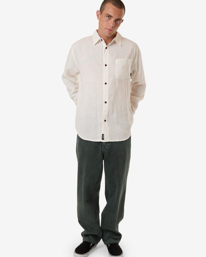 Hemp Minimal Thrills Oversize Long Sleeve Shirt - Dirty White