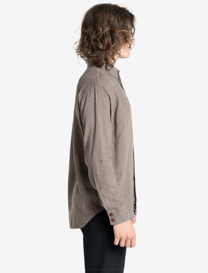 Hemp Minimal Thrills Oversize Long Sleeve Shirt - Light Canteen