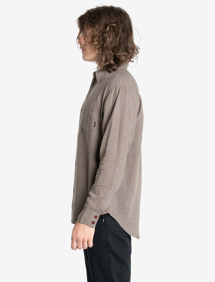 Hemp Minimal Thrills Oversize Long Sleeve Shirt - Light Canteen