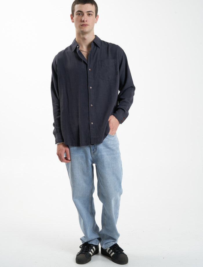 Hemp Minimal Thrills Oversize Long Sleeve Shirt - Slate