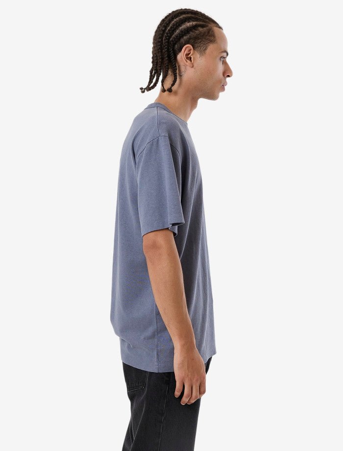 Hemp Thrills Embro Bind Merch Fit Tee - Folkstone Grey