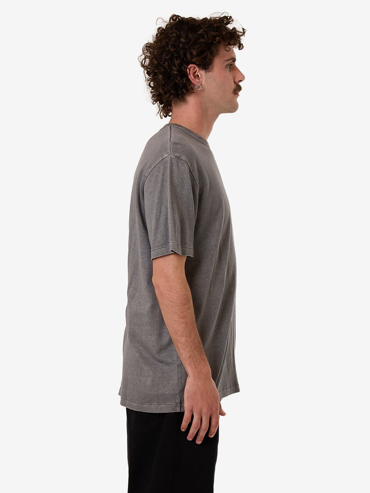 Hemp Embro Contrast Stitch Merch Tee - Grey Ash