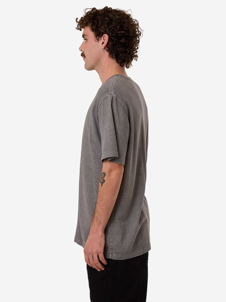 Hemp Embro Contrast Stitch Merch Tee - Grey Ash