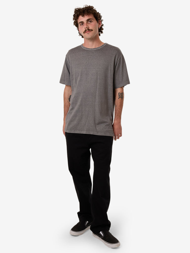 Hemp Embro Contrast Stitch Merch Tee - Grey Ash