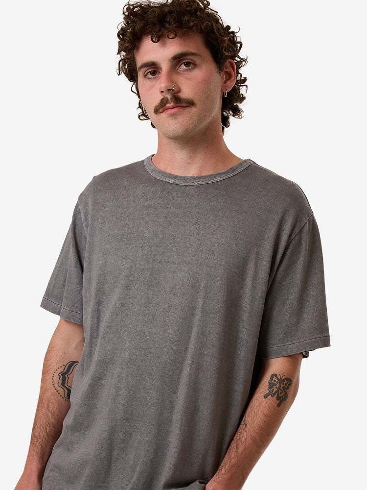 Hemp Embro Contrast Stitch Merch Tee - Grey Ash