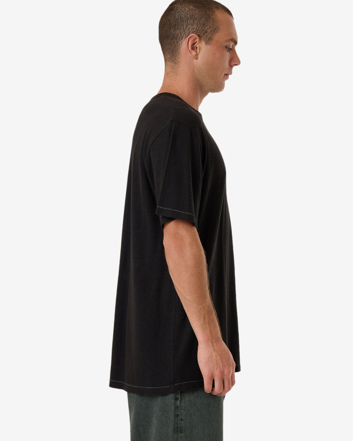 Hemp Embro L/W Contrast Stitch Merch Tee - Black