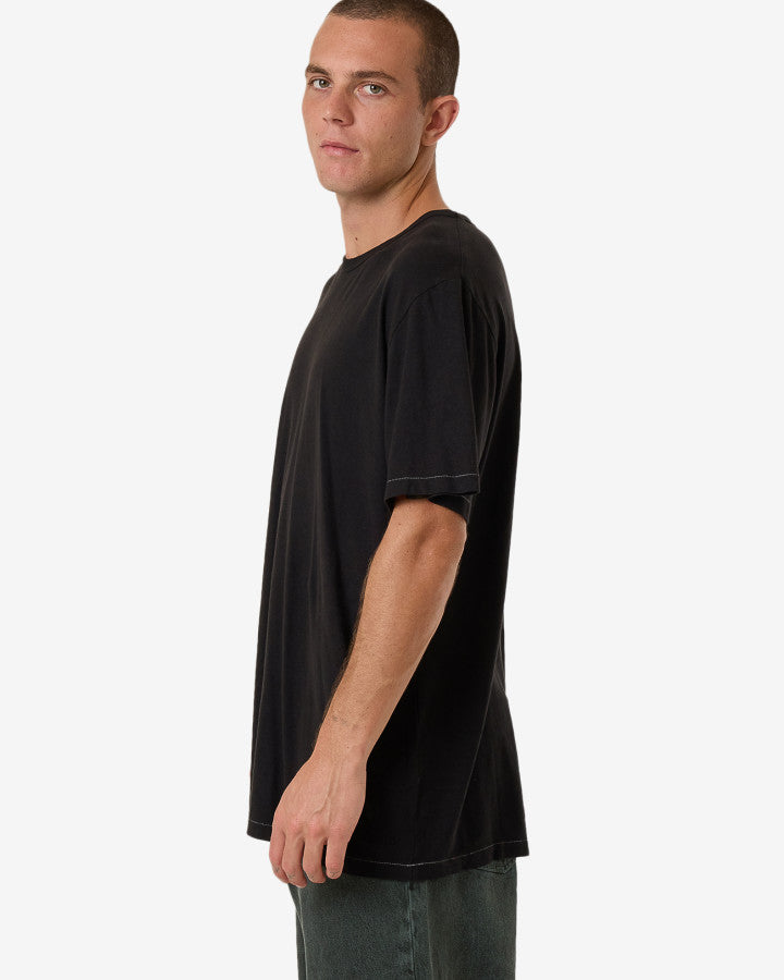 Hemp Embro L/W Contrast Stitch Merch Tee - Black