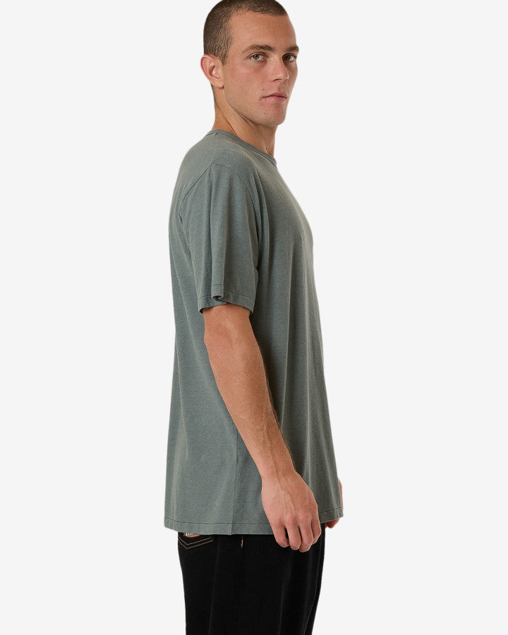 Hemp Embro L/W Contrast Stitch Merch Tee - Dark Forest