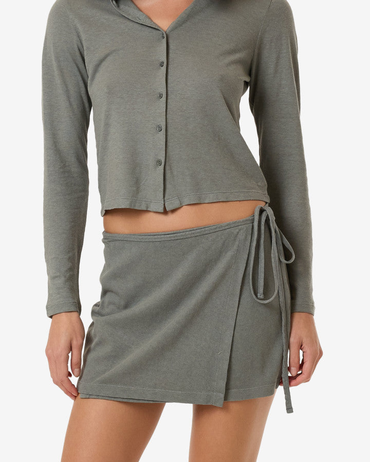 Hemp Wrap Mini Skirt - Green Smoke