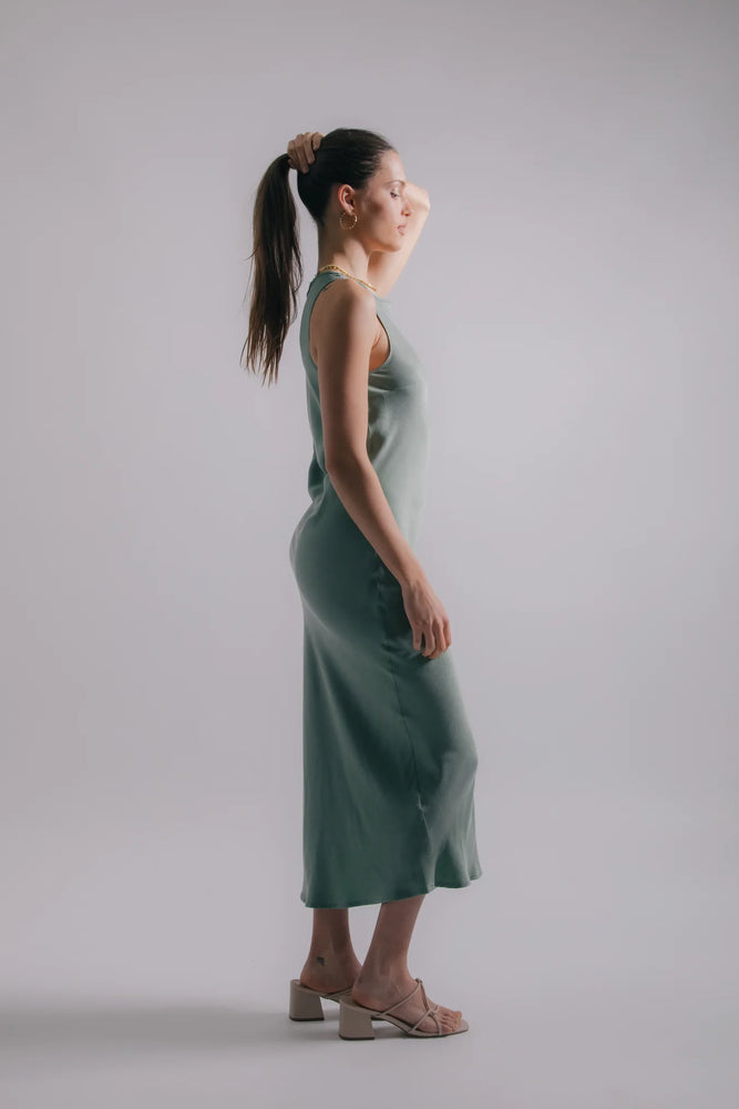 Indigo Slip Dress - Green Smoke