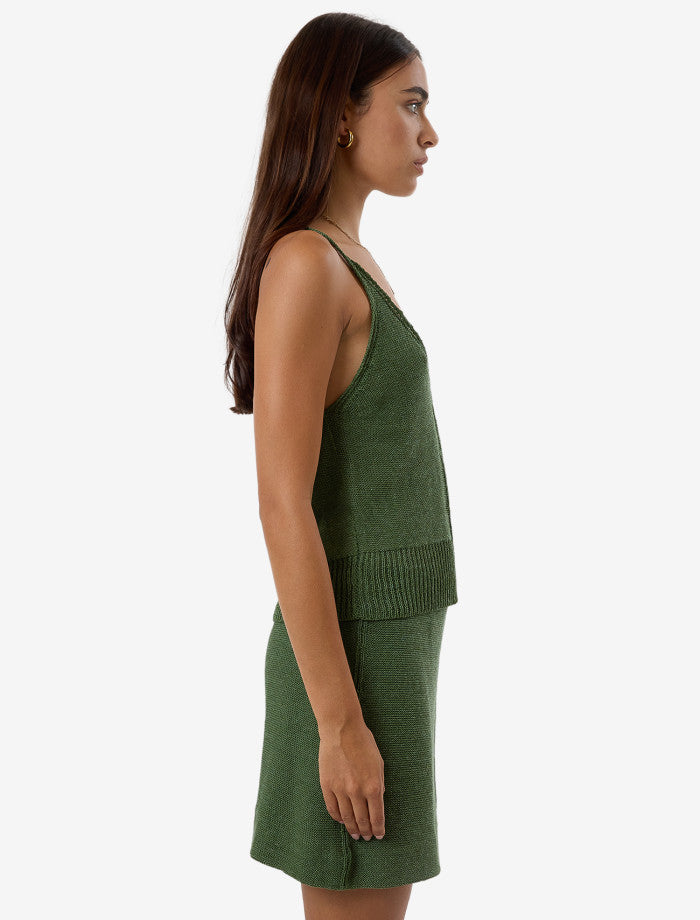 Jagger Knit Tank - Elm Green