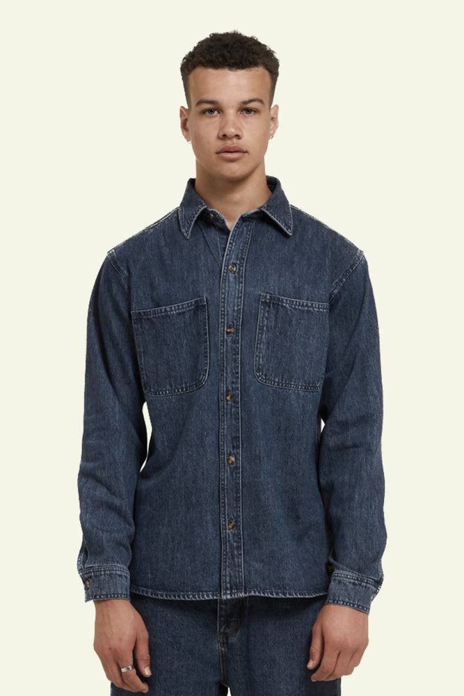 
            
                Load image into Gallery viewer, Thrills Union L/S Workshirt - Worn in Blue
            
        