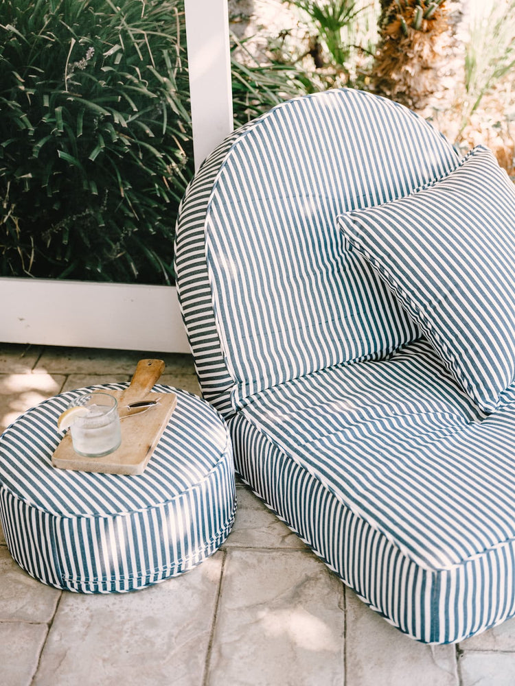 Reclining Pillow Lounger - Laurens Navy Stripe