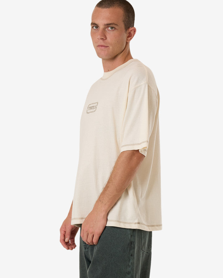 Lost In Paradise Embro Box Fit Oversize Short Tee - Unbleached