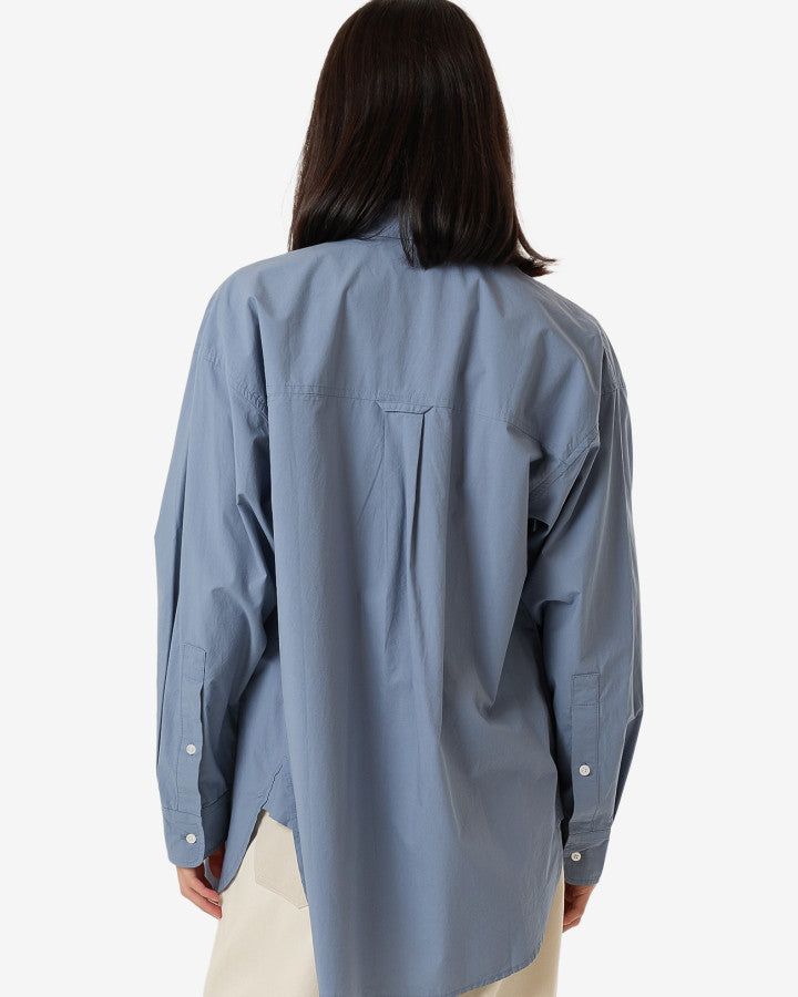 Maxwell Poplin Oversized Shirt - Dusty Blue