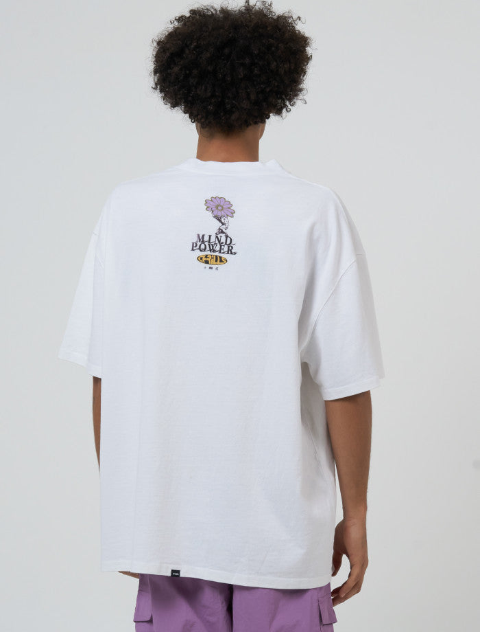 Mind Power Box Fit O/S Fit Tee- White