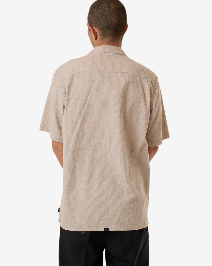 Minimal Thrills Stripe Bowling Shirt - Heritage White