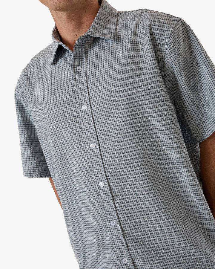 Morphing Check Short Sleeve Shirt - Crystal Blue