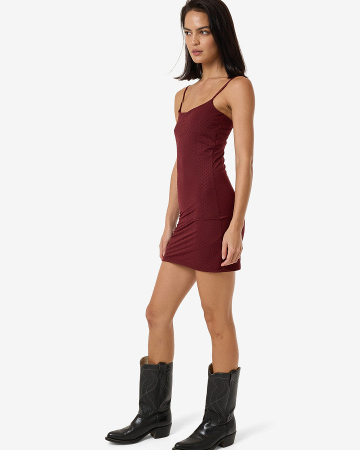 Petra Mesh Mini Dress - Dark Cherry