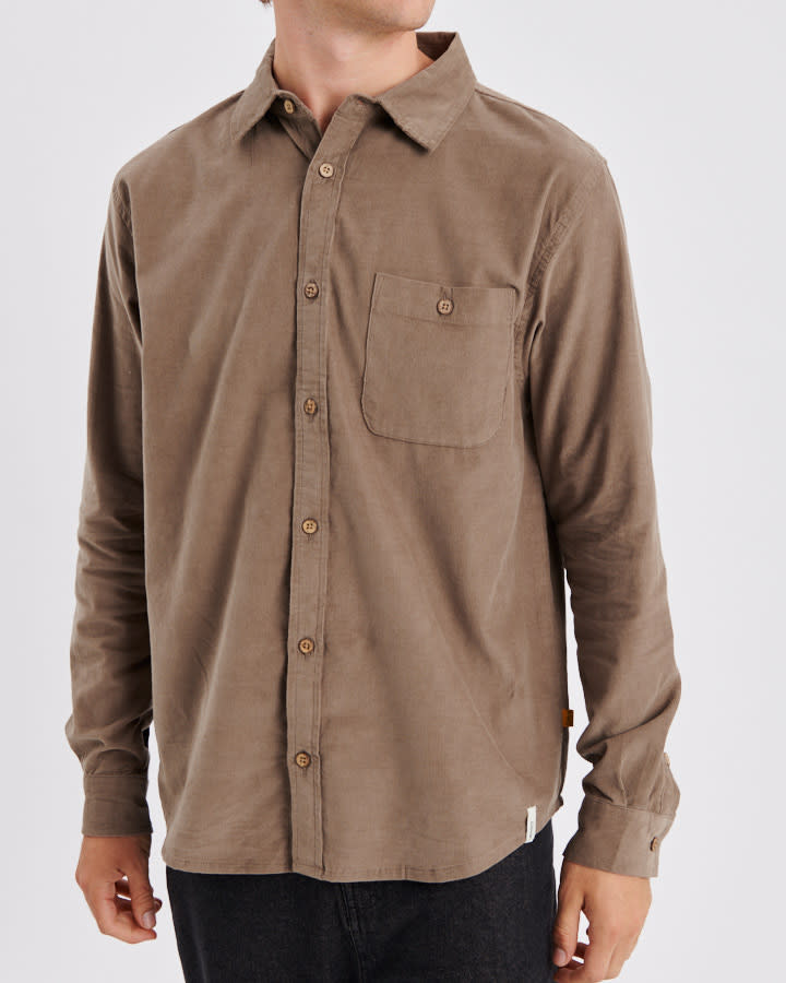 Quantum L/S Cord Shirt -  Taupe