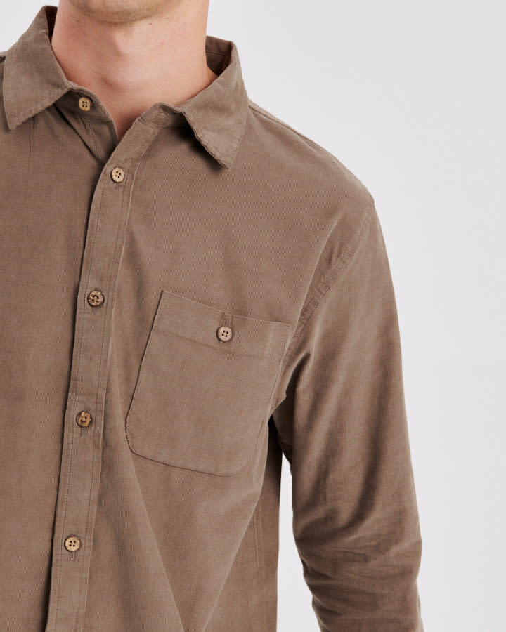 Quantum L/S Cord Shirt -  Taupe