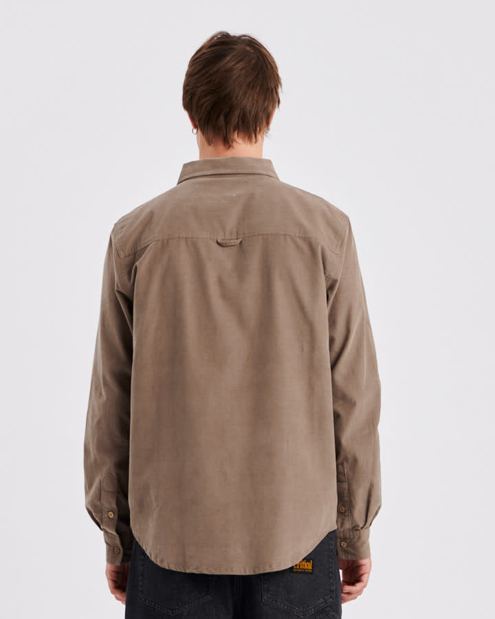 Quantum L/S Cord Shirt -  Taupe