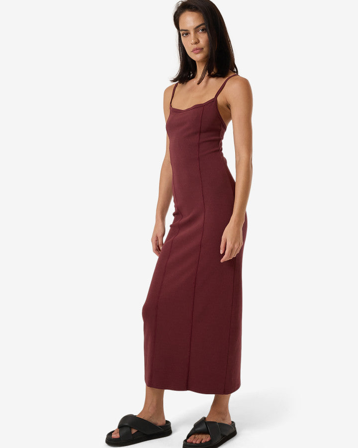 Rib Seam Dress - Dark Cherry